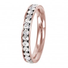 Rose Gold Plated Stainless Steel April Clear Birthstone Stackable Eternity Ring